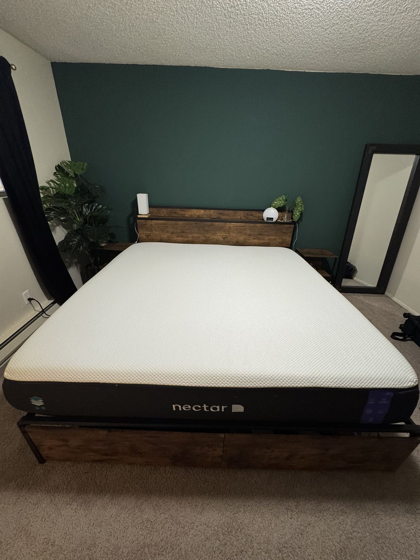 King Size Nectar Premier Mattress With Storage Bed Frame & Bedside Tables