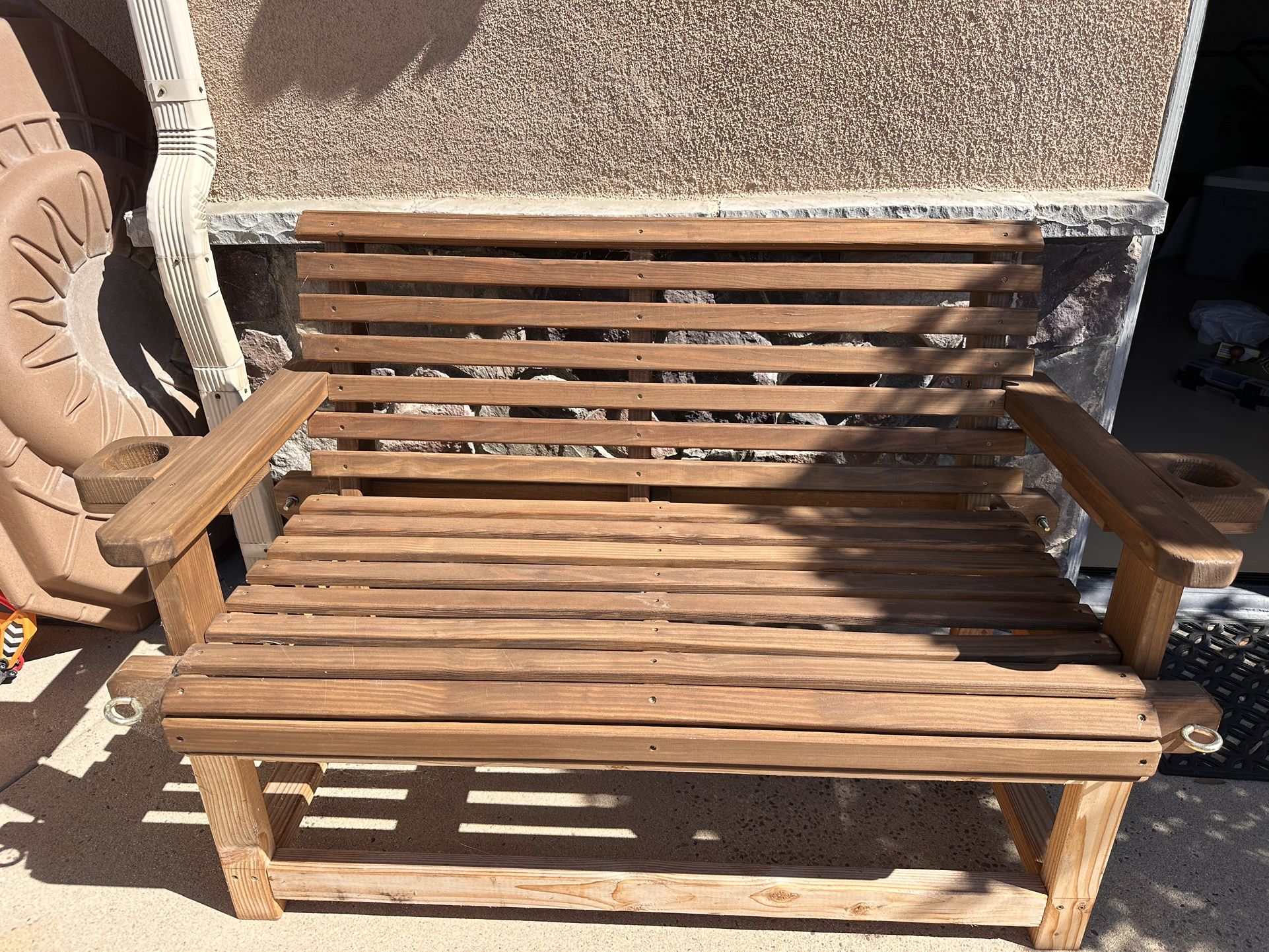 Porch Bench Swing Wood Hanging - Excellent Condition Walnut Color