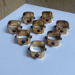 Brass And Jewel Napkin Rings