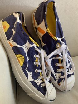 Women’s 8.5 Jack Purcell Converse Blue Yellow Orange Canvass Shoes