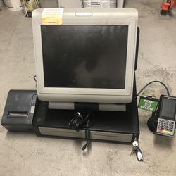 Par Partech M7700 POS System Everserv 7000 + Cash Drawer