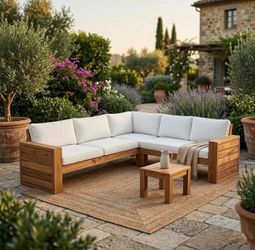 Custom Outdoor Patio Furniture Set | Handmade Wooden Sectionals & Benches