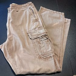 vintage Unionbay wide-leg cargo pants Light brown cotton size 36x34 side pockets