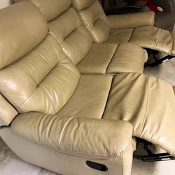 Leather Tan Recliner Couch 