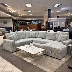 New  Corduroy Sleeper Sectional With Storage- Finance Available $39 Down 