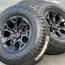 Brand-new 17” black TRD 4Runner wheels and tires Toyota Tacoma FJ rims Tundra Sequoia Lexus GX GX460 Chevrolet Silverado Tahoe GMC Sierra Yukon 1500