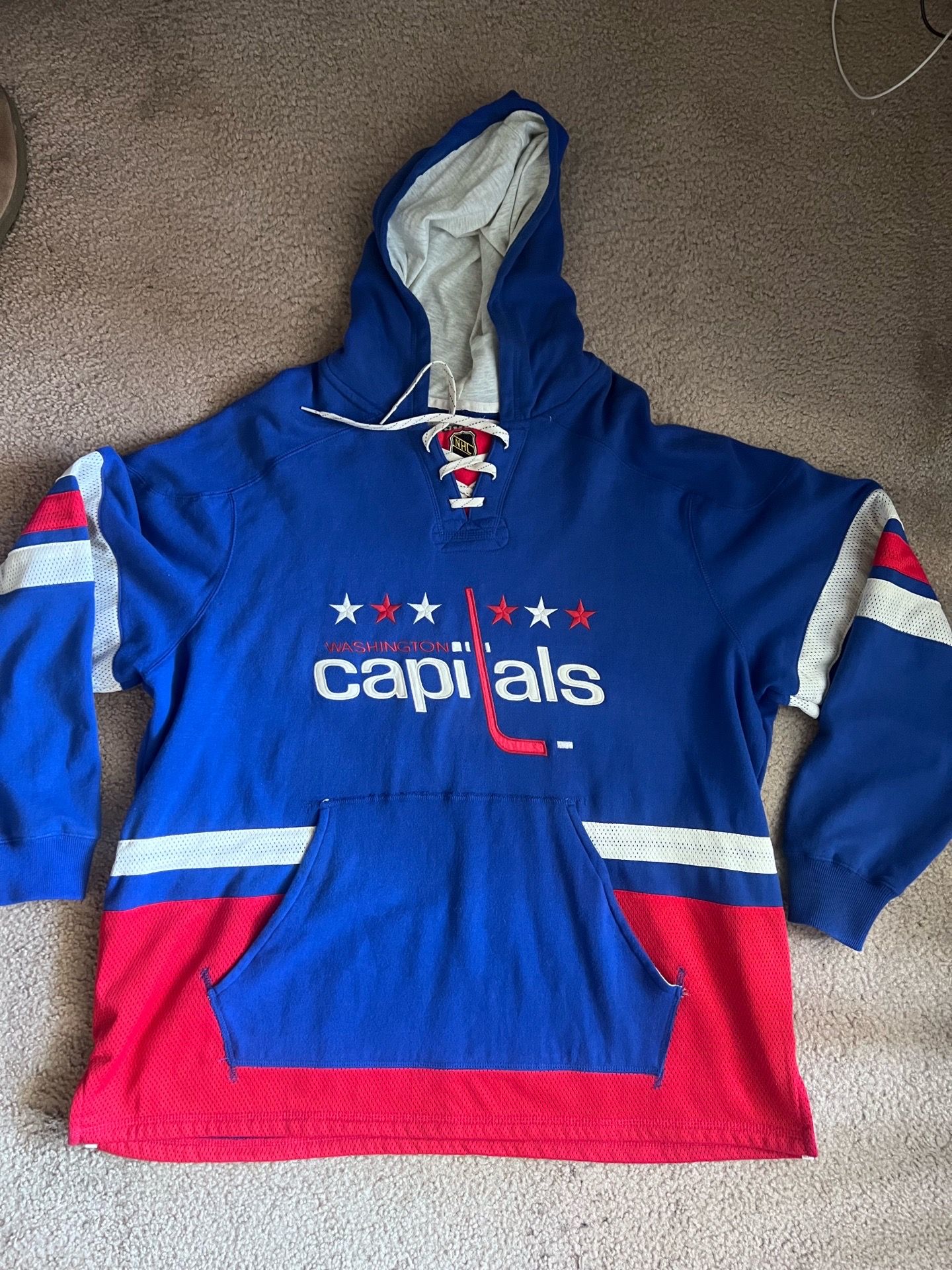 CCM Washington Capitals NHL Lace Up Hoodie Sweatshirt Mens 2XL