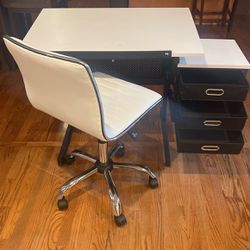 Black And White Drafting Table With A Chair
