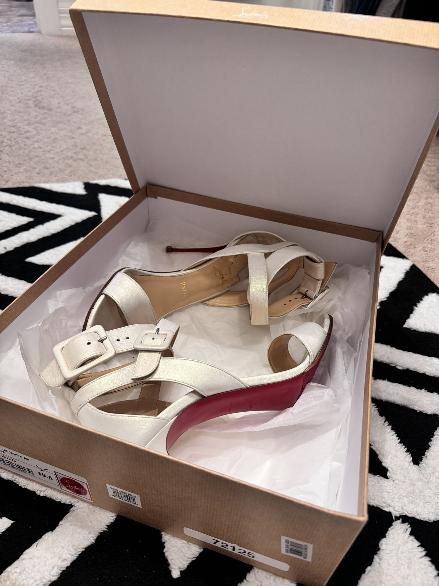 Christian Louboutin Designer Red Bottom Women’s Heels Sandals Shoes Multipot 100 Snow White