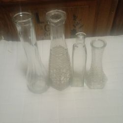 Vintage 4 Different Types Of Bottles/Vases Made Of  Different Kinds Of Glass For Sale.