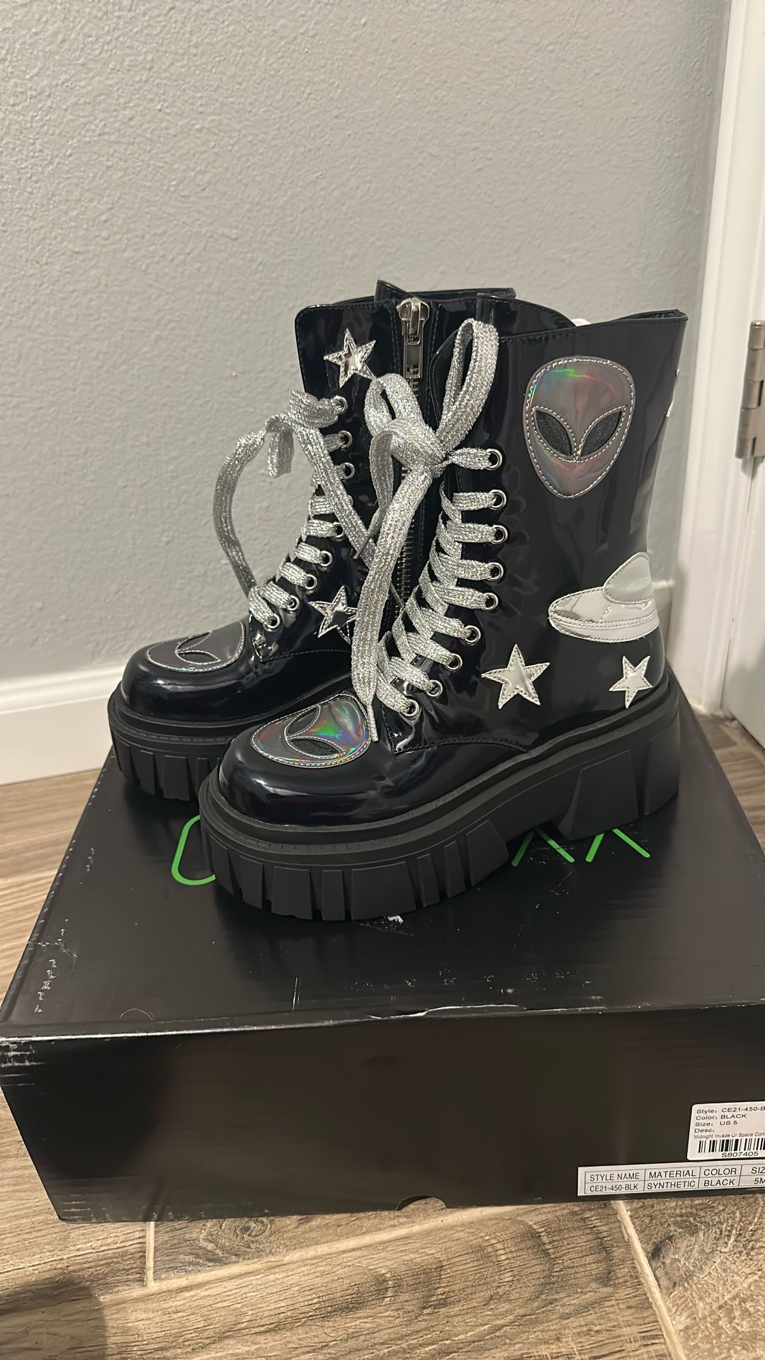 Dolls Kill Club Exx Midnight Invade Your Space Combat Boots