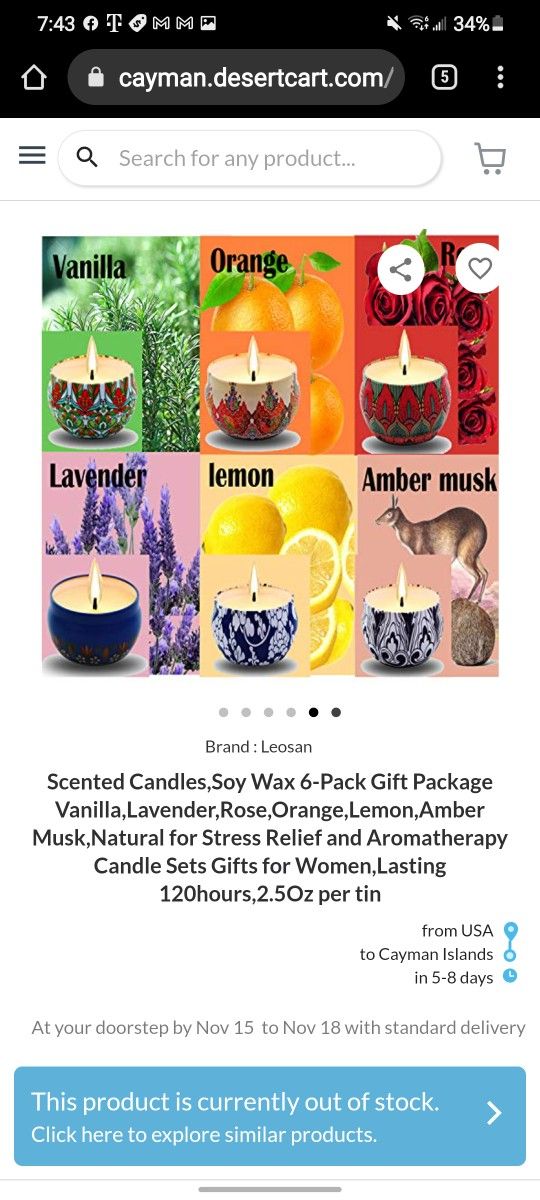 Aromatherapy Candles, 6 Piece