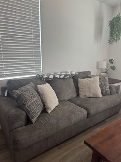 Charcoal Green/Gray Sofa and Oversized Armchair Set