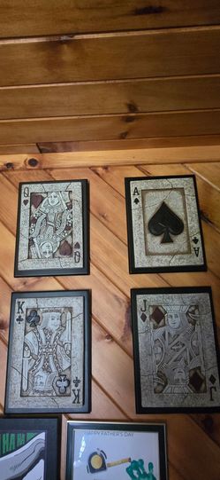 Stone playing card wall art