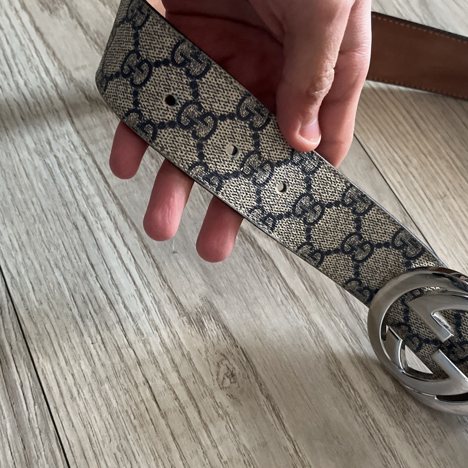 Gucci Black and Gray Belt with Gold Buckle Gucci Belts just in!!! main image 2