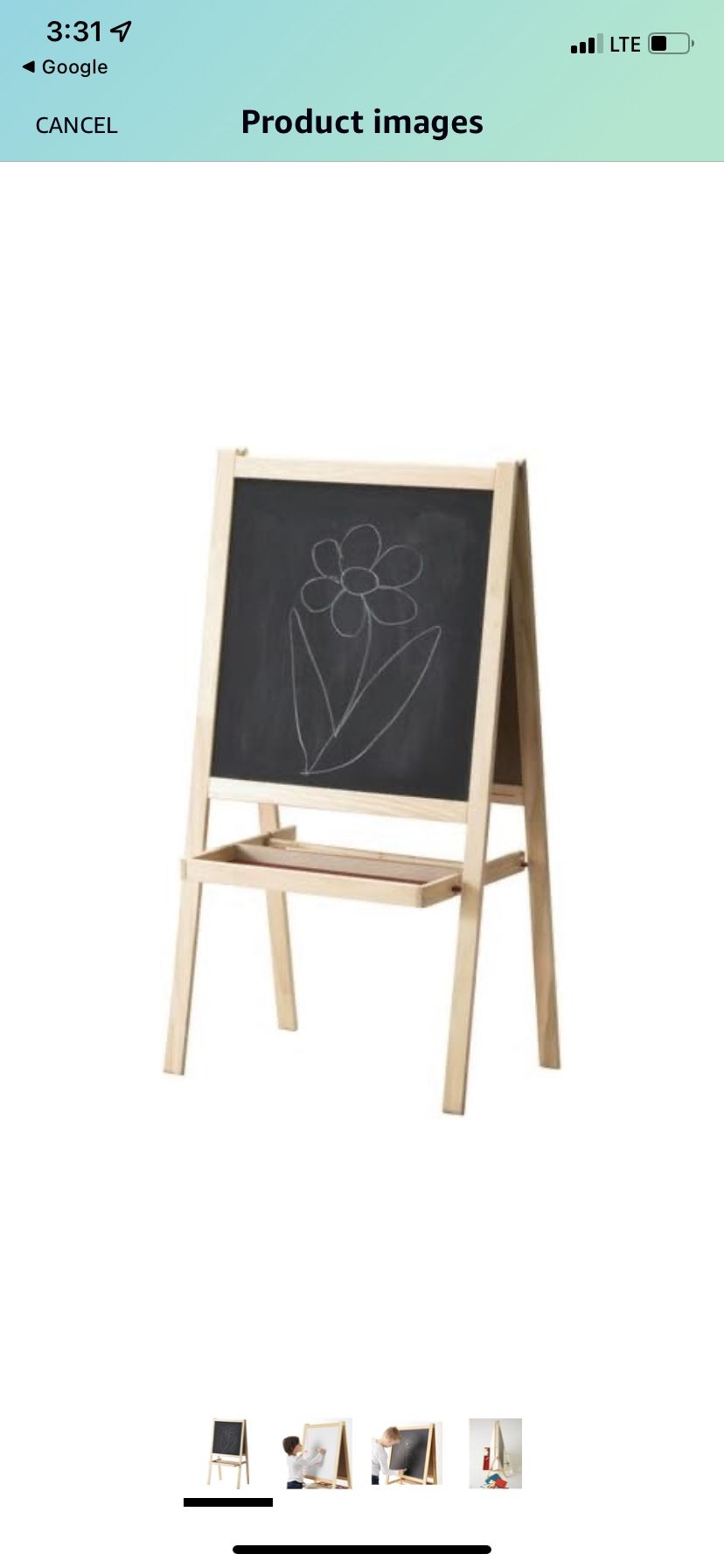 Kids Children Drawing 59" Reversible White/Black Board Softwood Easel