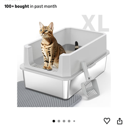 with Lid, Anti-Urine Leakage XL Box with High Sides, Easy Clean, Non-Sticky, Scoop Included