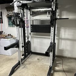 PRO SERIES Ultimate 3-1 Half Rack Functional Trainer w/Smith Machine Bar | 400lb Stack | Gym Equipment | Fitness | Commercial | Squat Rack 