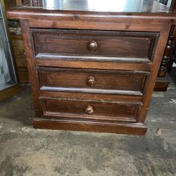 3 Drawer Chunky Wood Table
