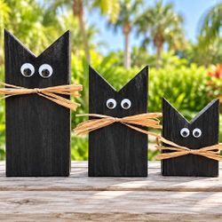 Handmade Chunky Black Cats 🐈‍⬛ | Set of 3