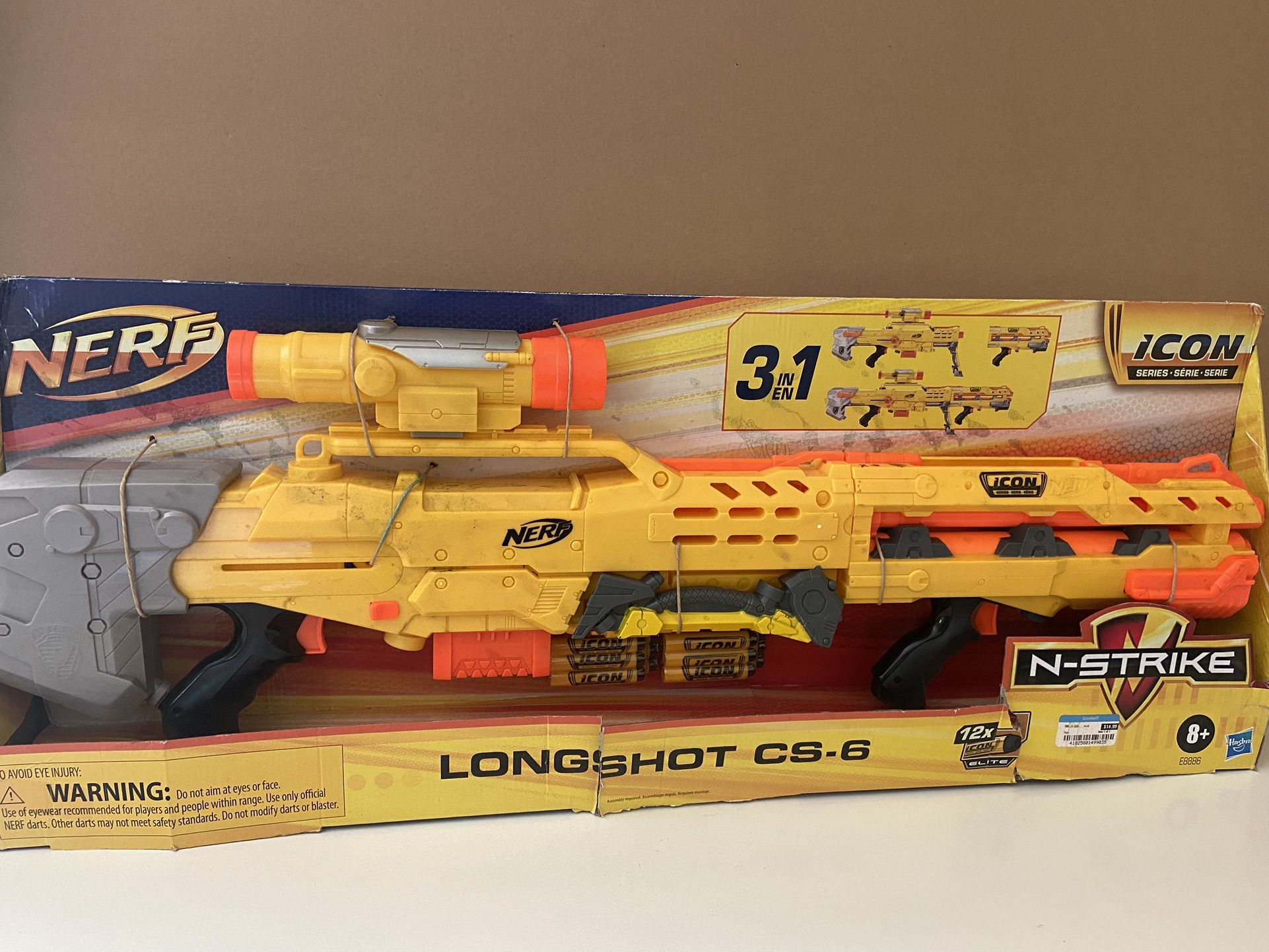 NERF N-Strike Longshot CS-6 Icon Series 3 in 1 Sniper Toy Blaster New