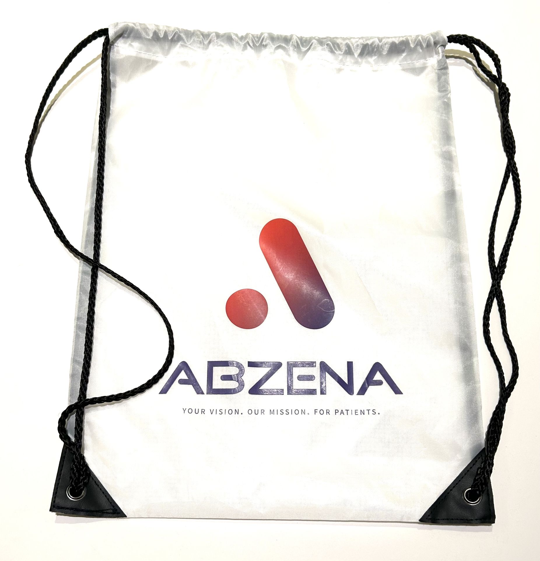NEW! White Drawstring Bag Abzena Logo Gym/ Shoe Travel Bag 13" X 17"