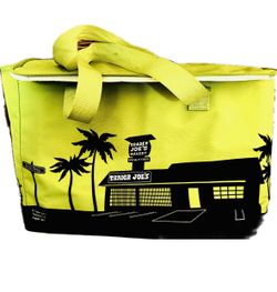 Trader Joe's Insulated Reusable Tote cooler Bag neon yellow