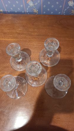 Set of 5 crystal candle holders