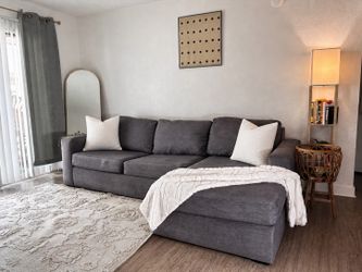 Modern Gray Sectional Sofa w/ Chaise Removable Covers From Living Spaces
