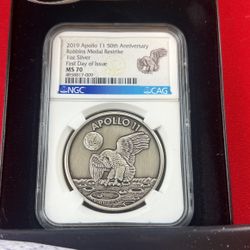 2019 Apollo 11 Silver Medal NGC MS70