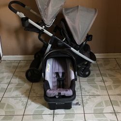 GRACO READY 2.0 DOUBLE STROLLER AND CAR SEAT!!!!