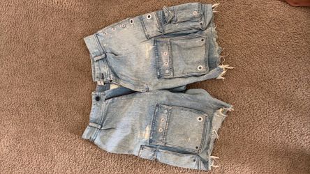Light Wash Distressed Denim Cutoff Shorts