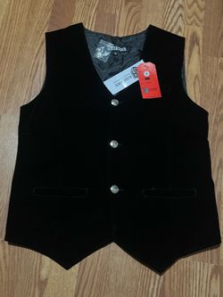 NeW Dark Rock Goth Gothic Steampunk Black Velvet Vest Wedding Prom Waistcoat