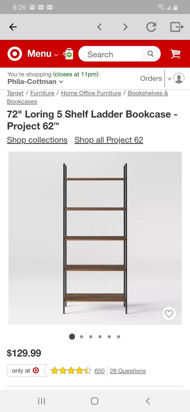 *BRAND NEW* 72" Loring 5 Shelf Ladder Bookcase - Project 62™
