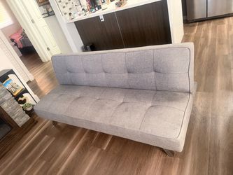 Gray Tufted Futon Sofa Bed