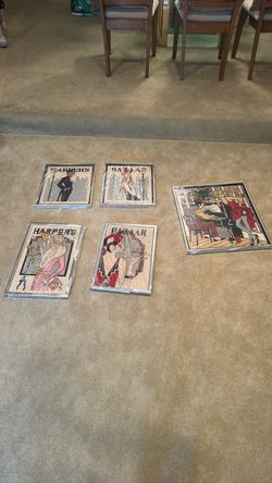 Framed needlepoints vintage fashion