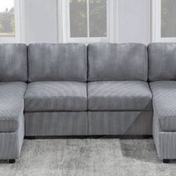 New Light Or Dark Gray Double Chaise Sectional Sofa Couch 