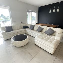 Sectional Leather Sofa With Armrest And Chaise