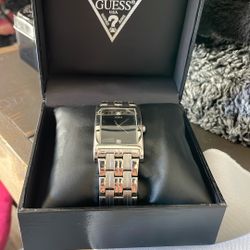 GUESS Steel – Model G00606G Rectangular Stainless Steel Men’s Dress Watch Includes Original GUESS Box