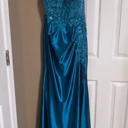 Formal Ball Gown Dress, Blue, Medium