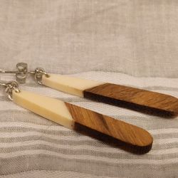 White Wooden Earrings