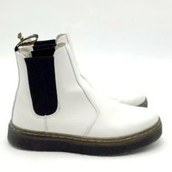 Dr. Martens Women's Dorian White Round Toe Ankle Chelsea Boots - Size 6