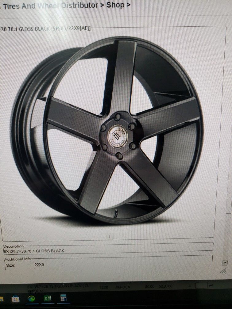 New 22x9 6 Lug Black