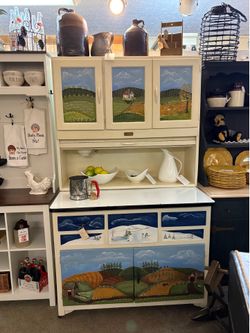 Vintage Hoosier cabinet, custom painted, one of a kind
