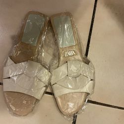 Flat White Sandal For Youth Or Adult Size  36