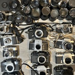 Estate Find Vintage Camera Lot – Nikon, Minolta, Canon, Olympus + Lenses