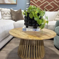 New Dovetail Round Solid Wood Coffee Table 30”D