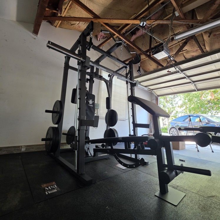 New Home Gym Smith Machine Sm2001 | Multi-Use Adj Bench | 230lb Weight set | Advance Barbell | FREE DELIVERY🔥