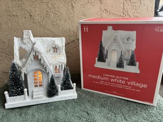 Title: Lighted White Glitter “Medium White Village” Putz House (2009) – $50 OBO