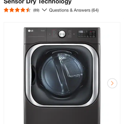 LG Large 9.0 cu. ft. Vented SMART Stackable Gas Dryer in Dark Grey Steel with Turbo Steam and Sensor Dry Technology